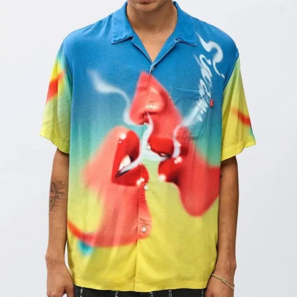 Supreme Blow Back Rayon Shirt Kiss Smoke Short Sleeve Button Down